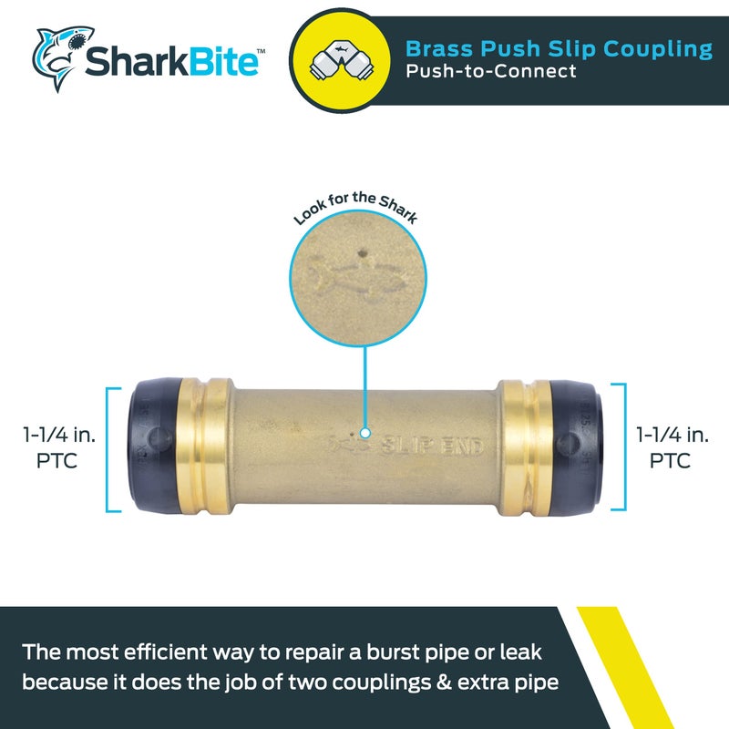 SharkBite شراكة 1-1/4 × 1-1/4 بوصة وصلة انزلاقية، تركيبة سبائك نحاسية للسباكة، UXL0635 - Image 2
